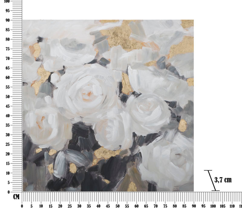 Tablou decorativ Pictat Manual Mauro Ferretti White Flower B, 90X3,7X90 cm, Multicolor