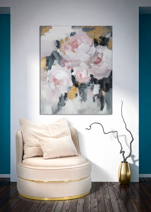 Tablou decorativ Pictat Manual Mauro Ferretti Pink Flowy 80X3,7X100 cm, Multicolor