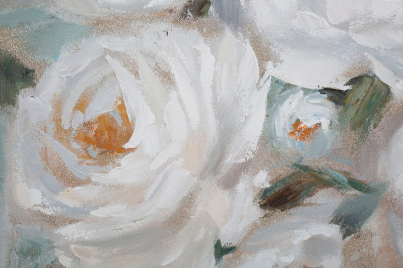 Tablou decorativ Pictat Manual Mauro Ferretti Crem Flower, 80X3,7X100 cm, Multicolor