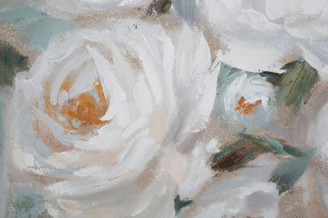 Tablou decorativ Pictat Manual Mauro Ferretti Crem Flower, 80X3,7X100 cm, Multicolor