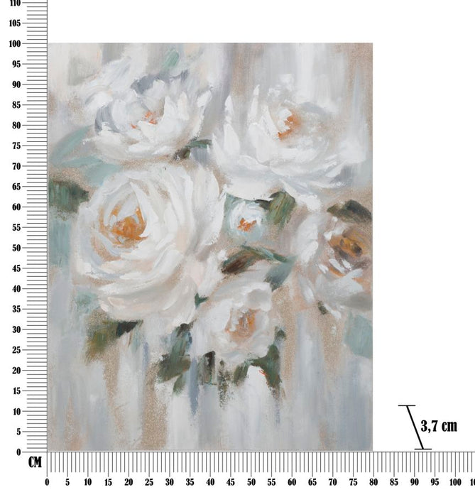 Tablou decorativ Pictat Manual Mauro Ferretti Crem Flower, 80X3,7X100 cm, Multicolor