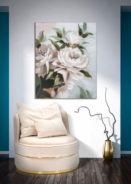 Tablou decorativ Pictat Manual Mauro Ferretti Flower&Leaf, 100X3,7X80 cm, Multicolor
