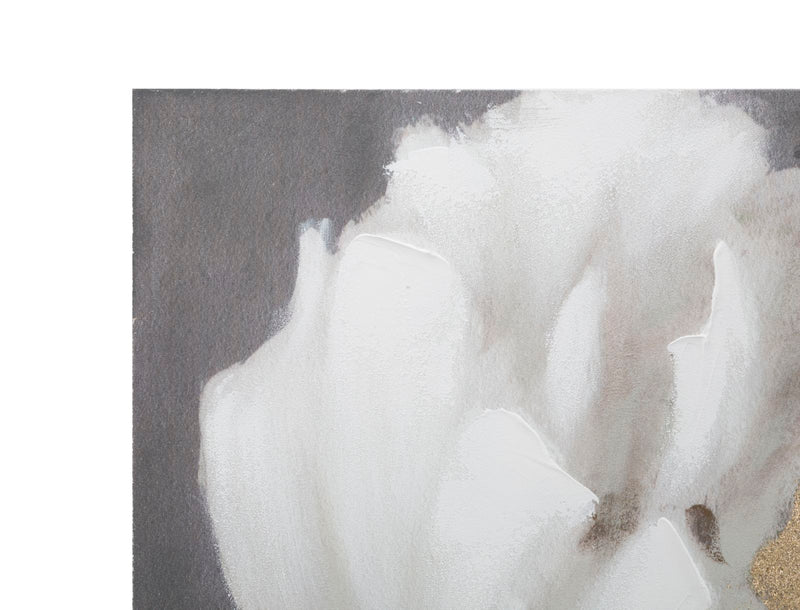Tablou decorativ Pictat Manual Mauro Ferretti White/Gold Flower, 80X3,7X100 cm, Multicolor