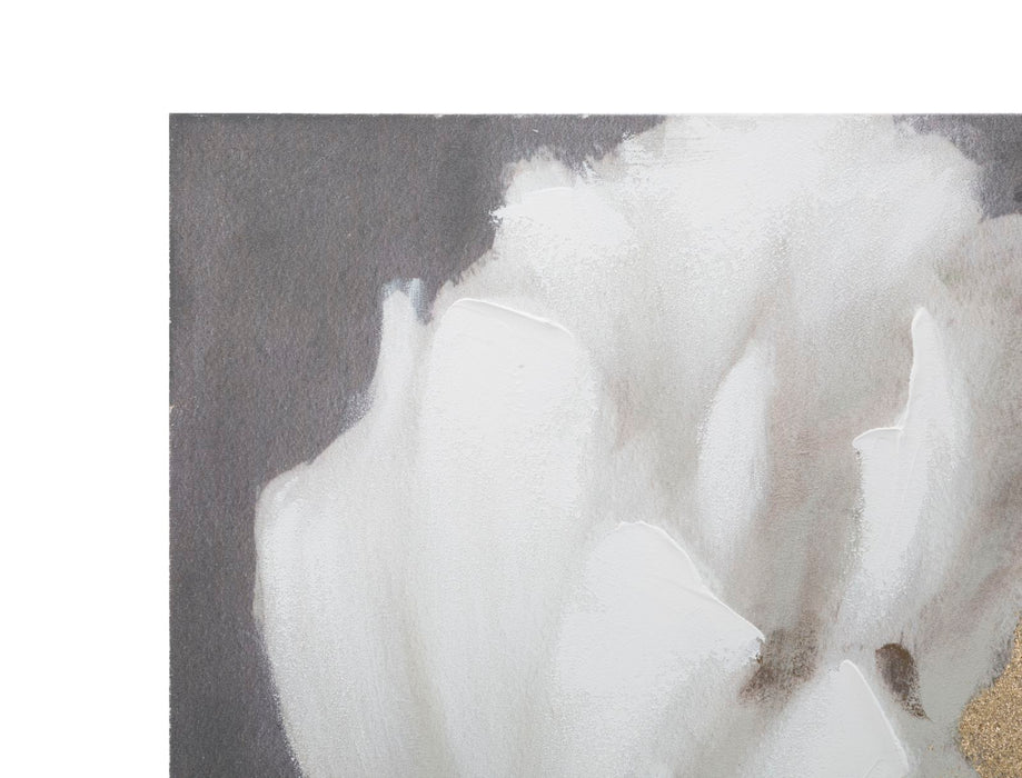 Tablou decorativ Pictat Manual Mauro Ferretti White/Gold Flower, 80X3,7X100 cm, Multicolor