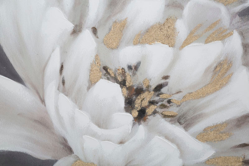 Tablou decorativ Pictat Manual Mauro Ferretti White/Gold Flower, 80X3,7X100 cm, Multicolor