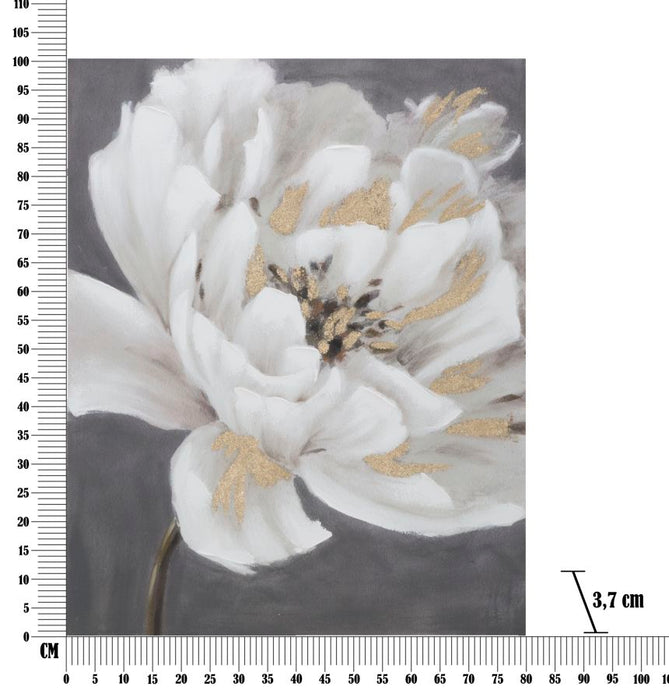 Tablou decorativ Pictat Manual Mauro Ferretti White/Gold Flower, 80X3,7X100 cm, Multicolor
