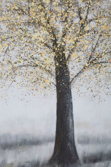 Tablou decorativ Pictat Manual Mauro Ferretti Tree Simple A, 80X3,8X120 cm, Multicolor