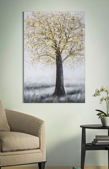 Tablou decorativ Pictat Manual Mauro Ferretti Tree Simple A, 80X3,8X120 cm, Multicolor
