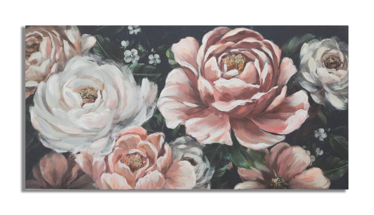 Tablou decorativ Pictat Manual Mauro Ferretti Red Flowy B, 120X3,7X60 cm, Multicolor