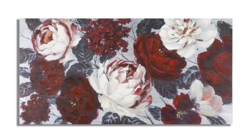 Tablou decorativ Pictat Manual Mauro Ferretti White/Red Flower Darkback, 120X3,7X60 cm, Multicolor