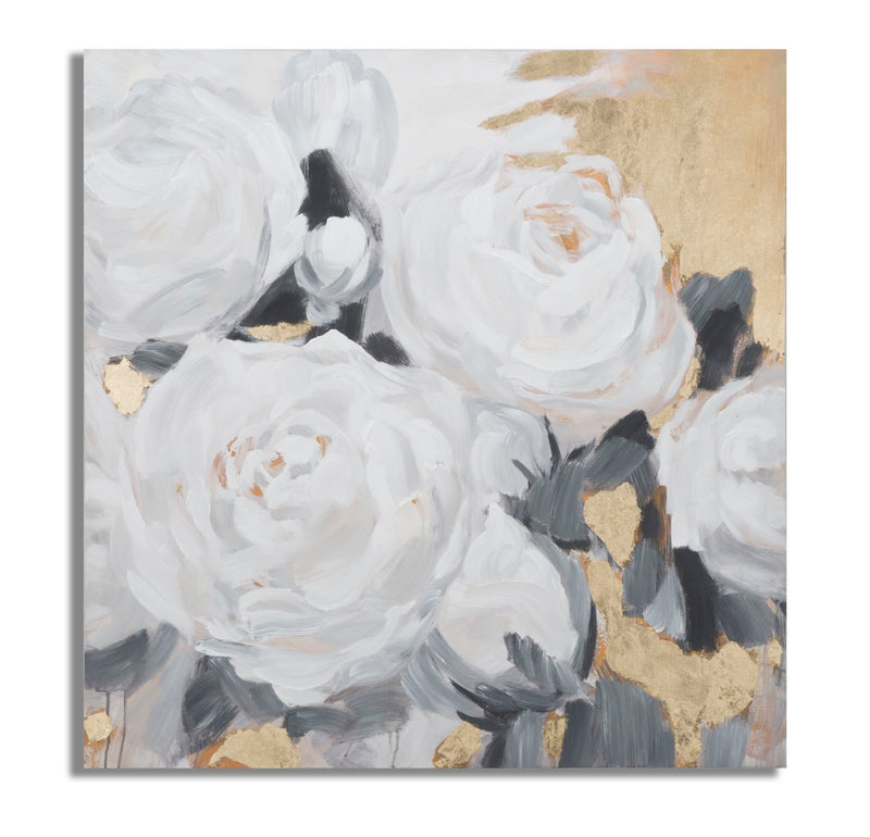 Tablou decorativ Pictat Manual Mauro Ferretti White Flower A, 90X3,7X90 cm, Multicolor