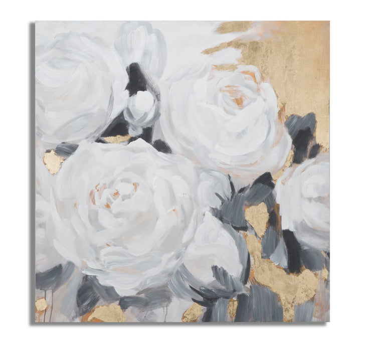Tablou decorativ Pictat Manual Mauro Ferretti White Flower A, 90X3,7X90 cm, Multicolor