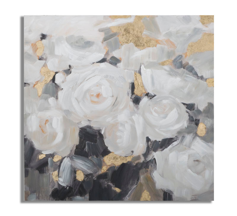 Tablou decorativ Pictat Manual Mauro Ferretti White Flower B, 90X3,7X90 cm, Multicolor