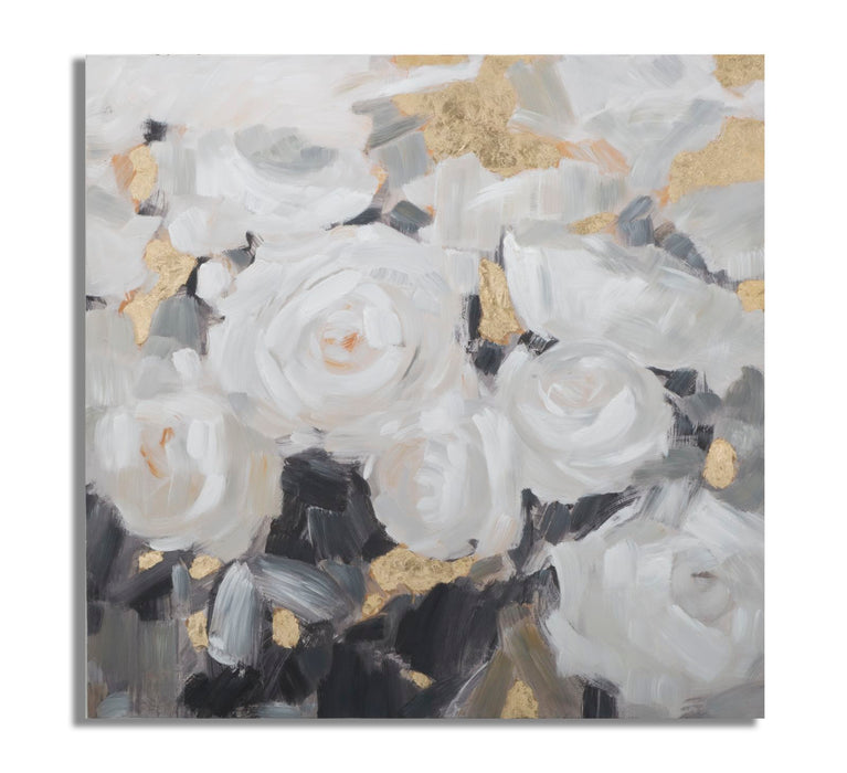 Tablou decorativ Pictat Manual Mauro Ferretti White Flower B, 90X3,7X90 cm, Multicolor