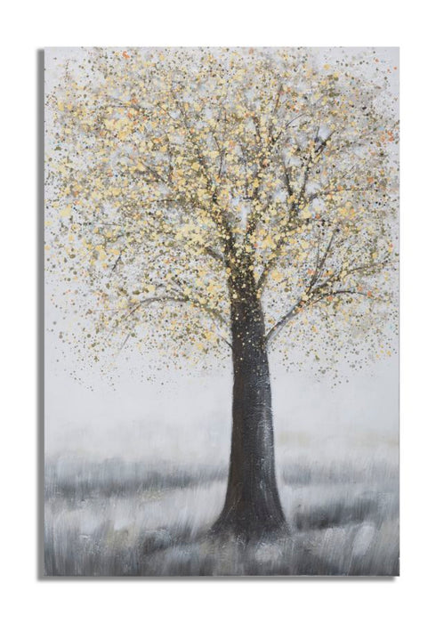 Tablou decorativ Pictat Manual Mauro Ferretti Tree Simple A, 80X3,8X120 cm, Multicolor