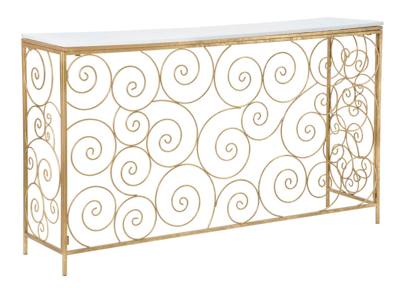 Consola Mauro Ferretti Spiral  140X36X82 cm, Auriu/Alb