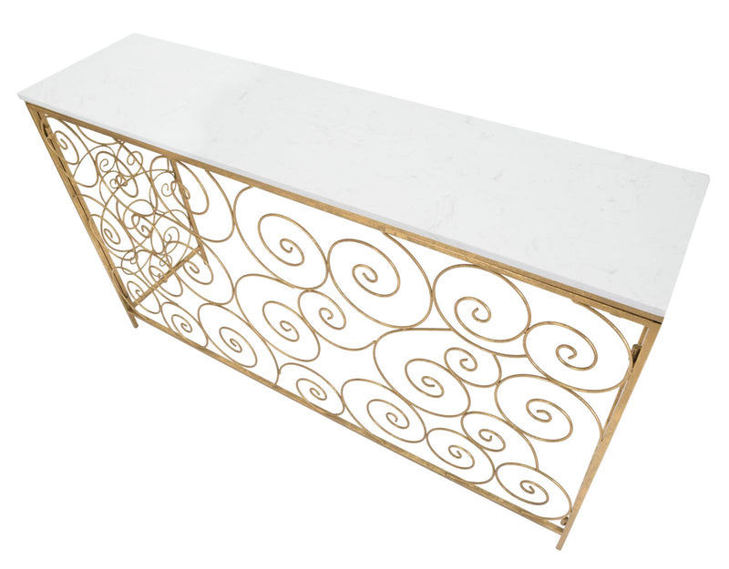 Consola Mauro Ferretti Spiral  140X36X82 cm, Auriu/Alb