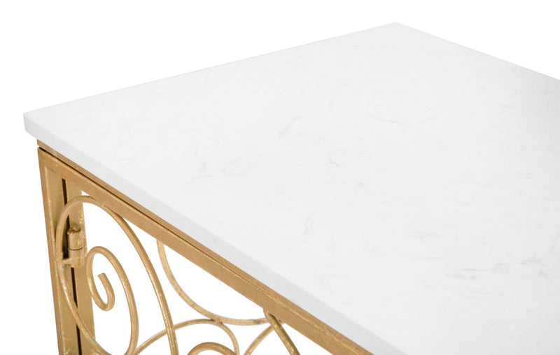 Consola Mauro Ferretti Spiral  140X36X82 cm, Auriu/Alb