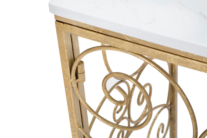Consola Mauro Ferretti Spiral  140X36X82 cm, Auriu/Alb