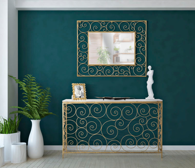 Consola Mauro Ferretti Spiral  140X36X82 cm, Auriu/Alb
