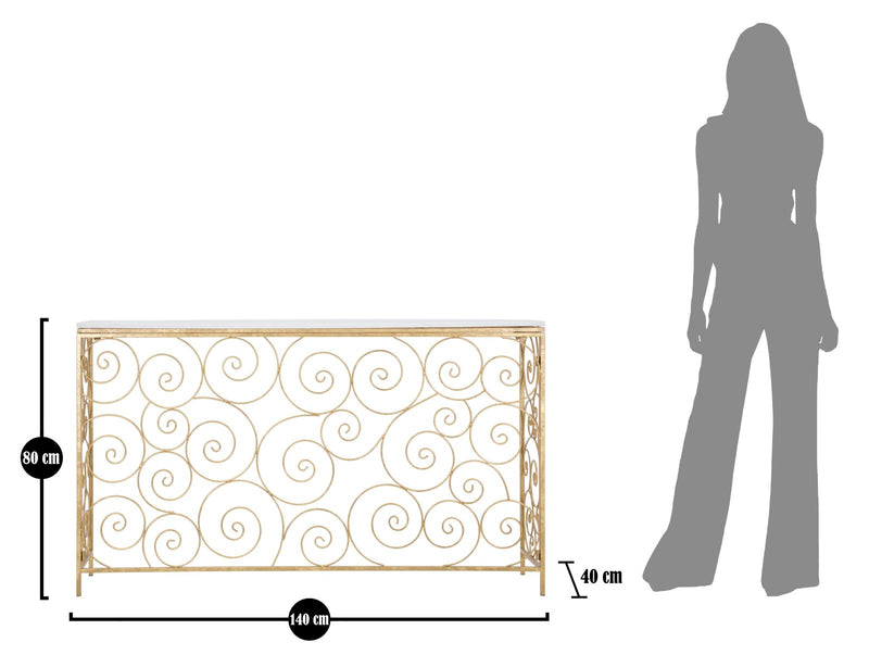 Consola Mauro Ferretti Spiral  140X36X82 cm, Auriu/Alb