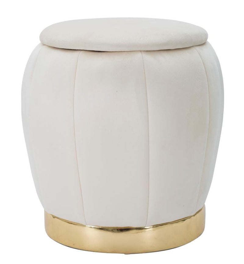 Puff Cu depozitare Mauro Ferretti Paris Crema/Auriu Ø 43X43 cm, Crem/Auriu