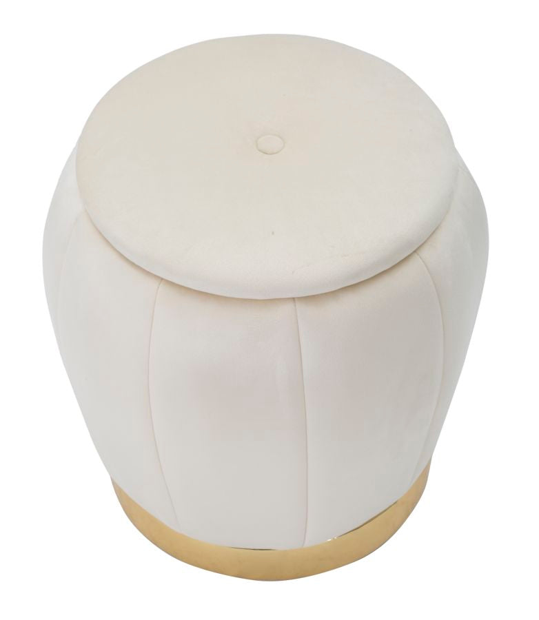 Puff Cu depozitare Mauro Ferretti Paris Crema/Auriu Ø 43X43 cm, Crem/Auriu