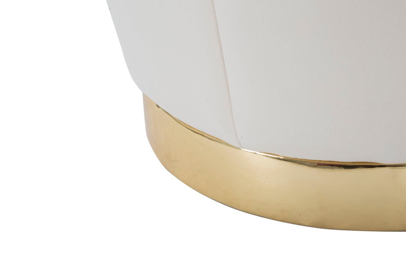 Puff Cu depozitare Mauro Ferretti Paris Crema/Auriu Ø 43X43 cm, Crem/Auriu