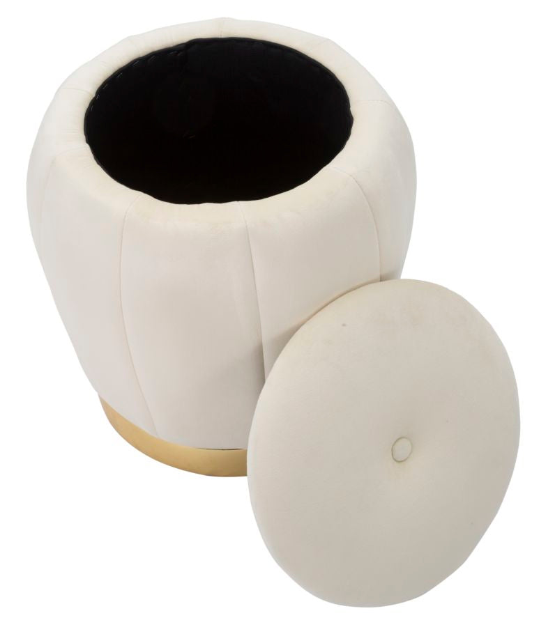 Puff Cu depozitare Mauro Ferretti Paris Crema/Auriu Ø 43X43 cm, Crem/Auriu