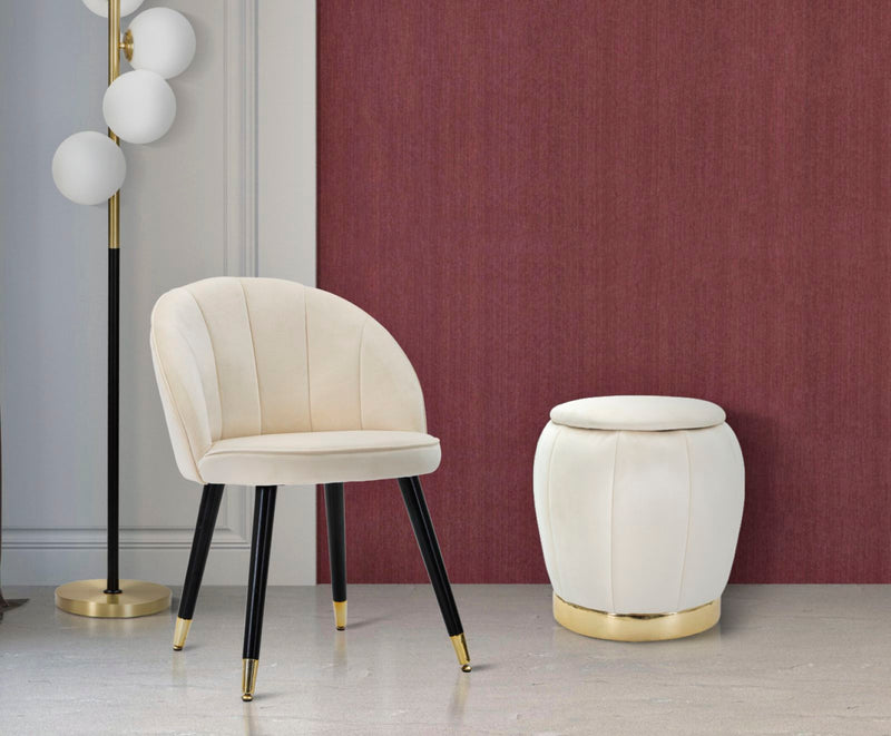 Puff Cu depozitare Mauro Ferretti Paris Crema/Auriu Ø 43X43 cm, Crem/Auriu