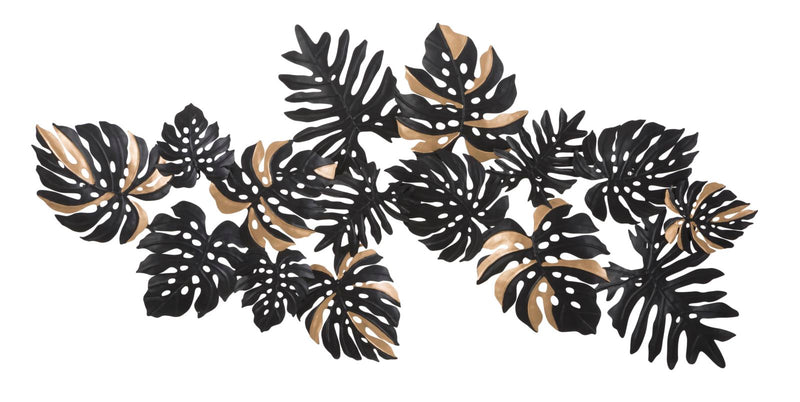 Decoratiune de Perete Mauro Ferretti Dark Leaf  133X6,5X63 cm, Negru/ Auriu