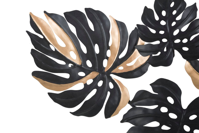 Decoratiune de Perete Mauro Ferretti Dark Leaf  133X6,5X63 cm, Negru/ Auriu