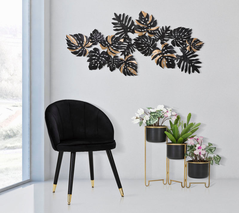 Decoratiune de Perete Mauro Ferretti Dark Leaf  133X6,5X63 cm, Negru/ Auriu