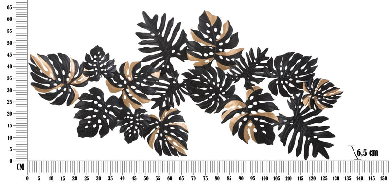 Decoratiune de Perete Mauro Ferretti Dark Leaf  133X6,5X63 cm, Negru/ Auriu