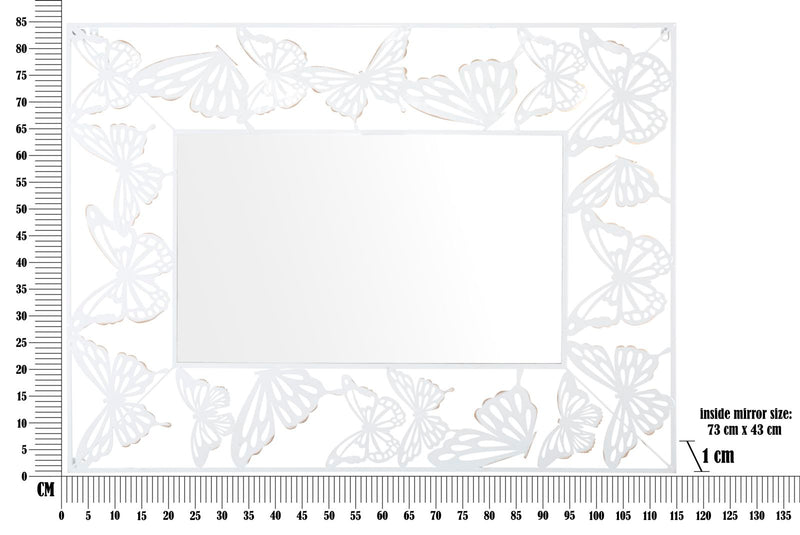 Oglinda decorativa Mauro Ferretti White Butterfly  85X1X115 cm, Alb