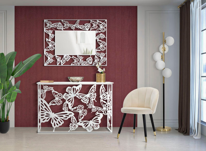 Oglinda decorativa Mauro Ferretti White Butterfly  85X1X115 cm, Alb