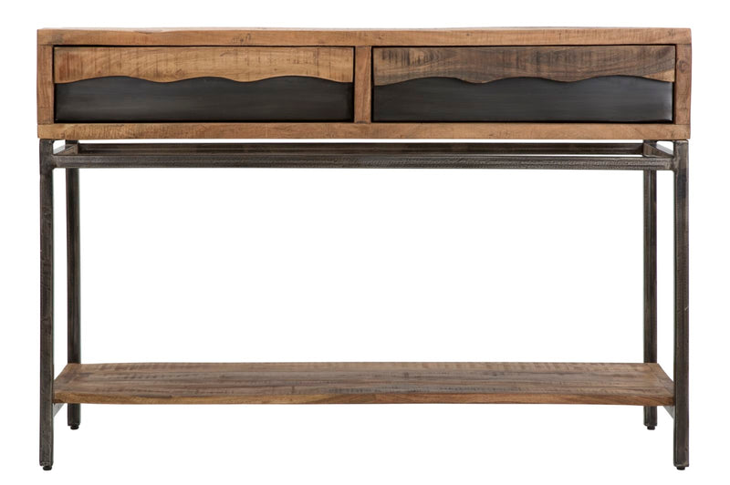 Consola Mauro Ferretti Yellowstone  118X40X80, Lemn de salcam nilotic, cm, Maro/Negru
