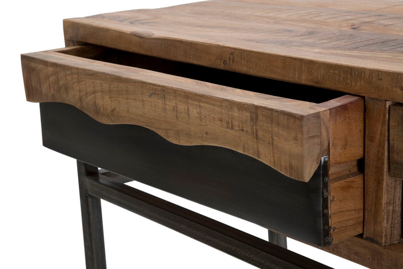 Consola Mauro Ferretti Yellowstone  118X40X80, Lemn de salcam nilotic, cm, Maro/Negru