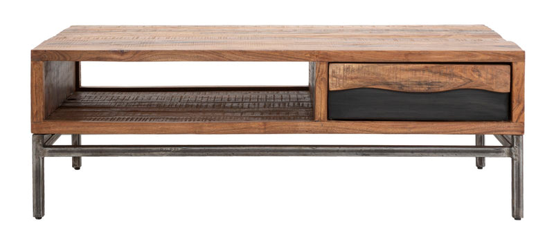 Masuta Cafea Mauro Ferretti Yellowstone  118X70X40, Lemn de salcam nilotic, cm, Maro/Negru