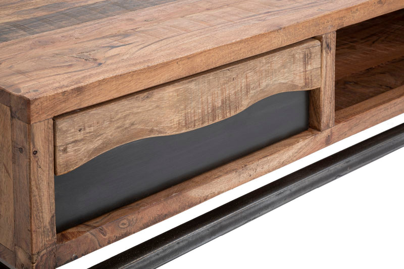 Masuta Cafea Mauro Ferretti Yellowstone  118X70X40, Lemn de salcam nilotic, cm, Maro/Negru