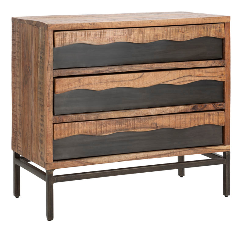 Comoda Mauro Ferretti Yellowstone  88X45X80, Lemn de salcam nilotic, cm, Maro/Negru