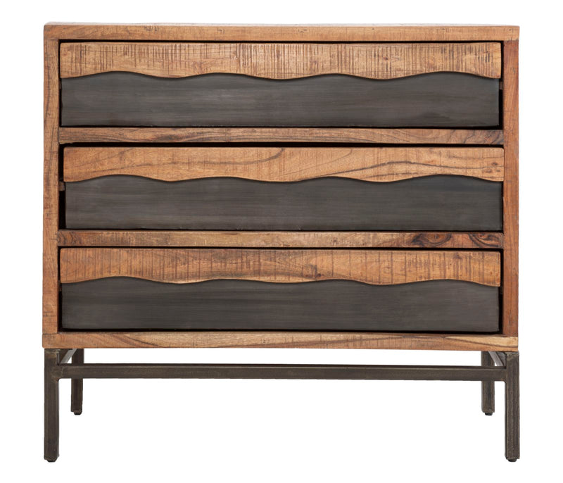 Comoda Mauro Ferretti Yellowstone  88X45X80, Lemn de salcam nilotic, cm, Maro/Negru