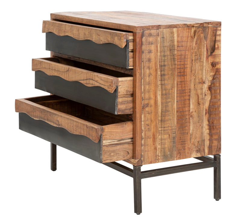 Comoda Mauro Ferretti Yellowstone  88X45X80, Lemn de salcam nilotic, cm, Maro/Negru