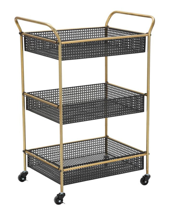 Carucior Servire Mauro Ferretti Cart Fashion  56X37X81 cm, Negru/ Auriu