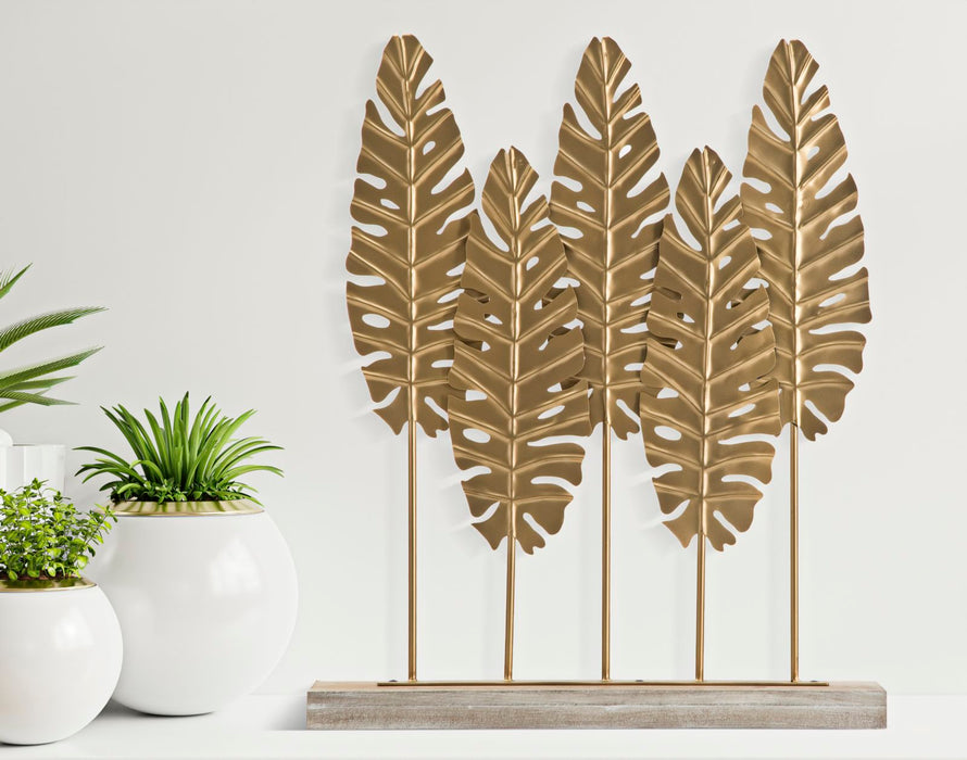 Decoratiune Mauro Ferretti Long Leaf  47X10X57,5 cm, Auriu