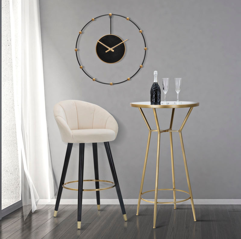 Scaun Bar Mauro Ferretti Prague Crema  55X56X104 cm, Crem/Negru / Auriu