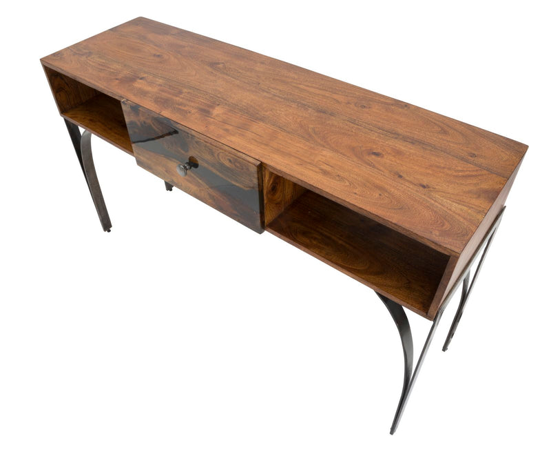 Consola Mauro Ferretti Mustang  130X40X80, Lemn de salcam nilotic, cm, Maro/Gri