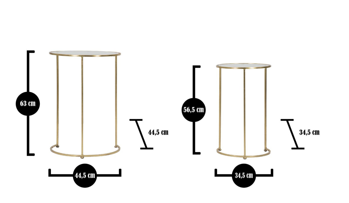 Set Masute Mauro Ferretti Glam Simply Coppia, Set 2 Piese,  Ø 44,5X63-34,5X56,5                  cm, Auriu