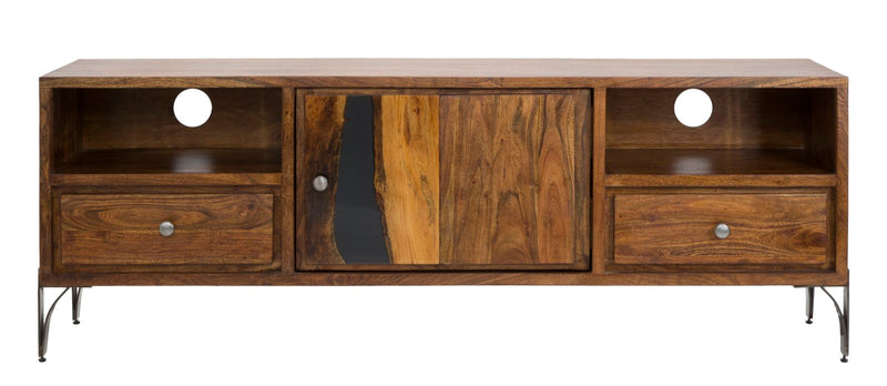 Comoda TV Mauro Ferretti Mustang  175X40X60, Lemn de salcam nilotic, cm, Maro/Gri