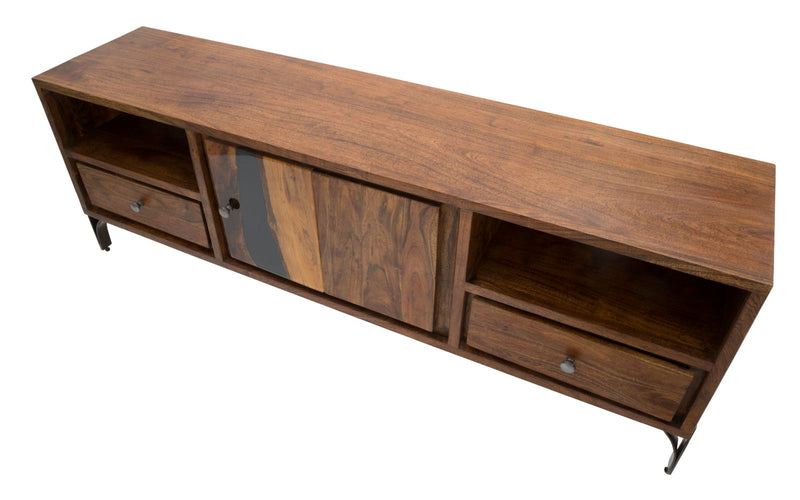 Comoda TV Mauro Ferretti Mustang  175X40X60, Lemn de salcam nilotic, cm, Maro/Gri